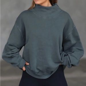 JOAH BROWN Turtleneck Sweatshirt in Evergreen French Terry, Size S/M